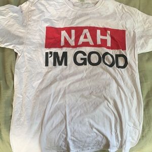 It’s a M white and red shirt